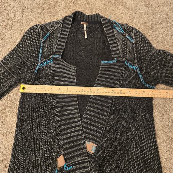 Free People WashedOut Oversize Drape Cardigan Gray S Boho ArtsyLayer Hippie Cozy - Picture 6 of 10